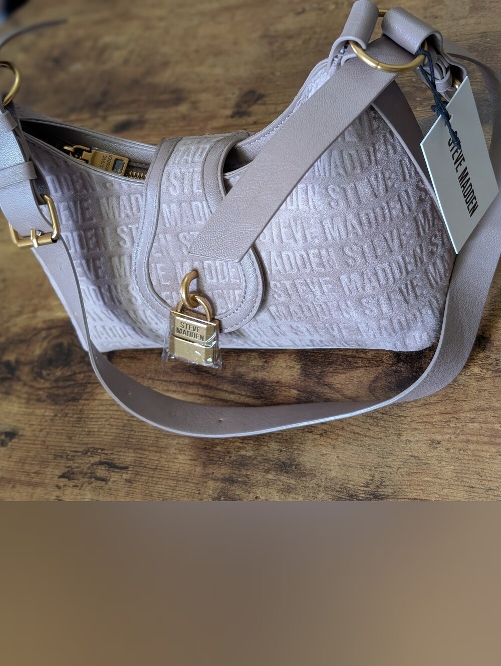 NWT Steve Madden Taupe Embossed Crossbody Bag